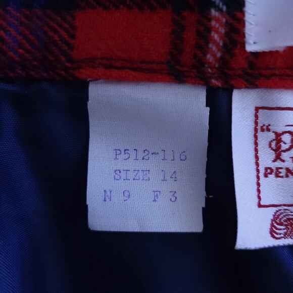 Vintage Pendleton Tartan Plaid Wool Below Knee Skirt (Fits 4-6, Vtg 14) Red Blue - Picture 5 of 5